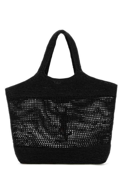 Black raffia Icare shopping bag Black SAINT LAURENT (772191GAAFM)
