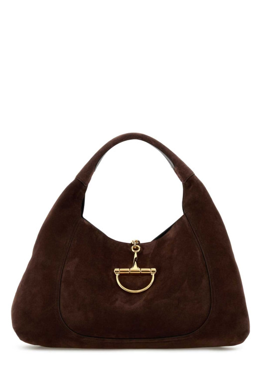 Коричневая замшевая сумка Gucci Softbit через плечо GUCCI (837466AAFLB)