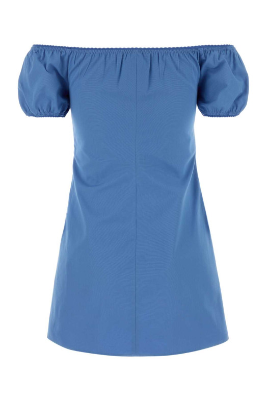 Мини-платье из поплина цвета Cerulean MIU MIU (MF6182SOOO1BMS)