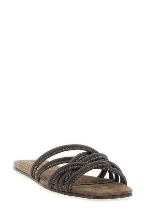 Leather slides Brown