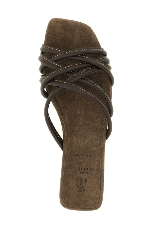 Leather slides Brown