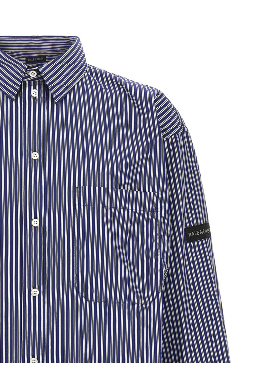 Рубашка в полоску Синяя BALENCIAGA 857814TTM348502