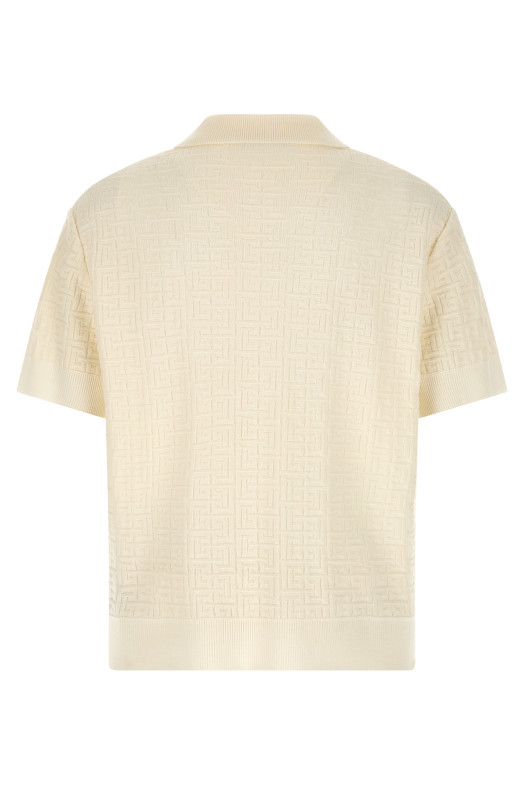 Поло з жакардовим монограмом Біле BALMAIN GH1GB044KI030KA