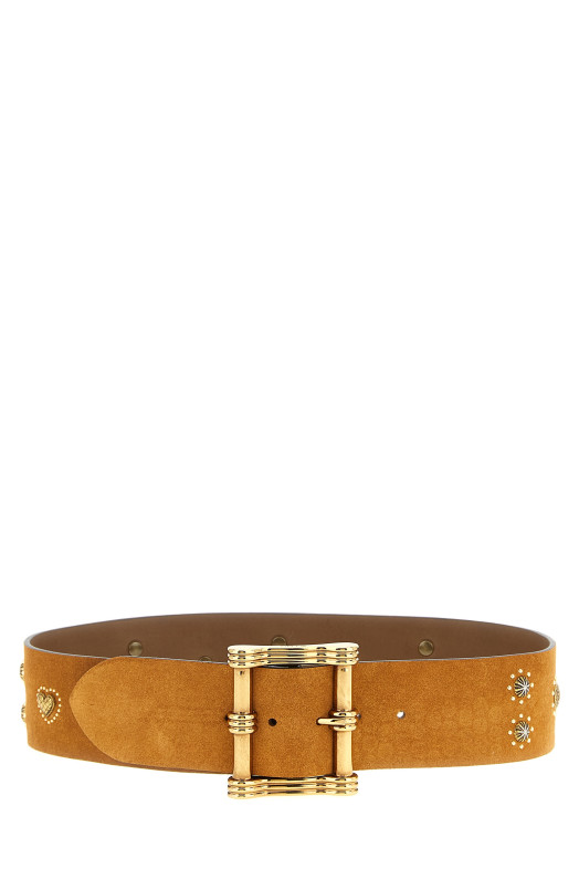 Suede studded belt Brown