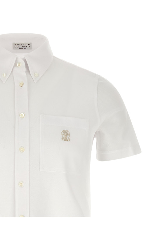 Logo embroidery shirt White
