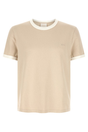 Logo embroidery t-shirt Beige