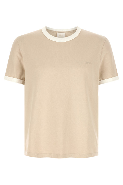 Logo embroidery t-shirt Beige