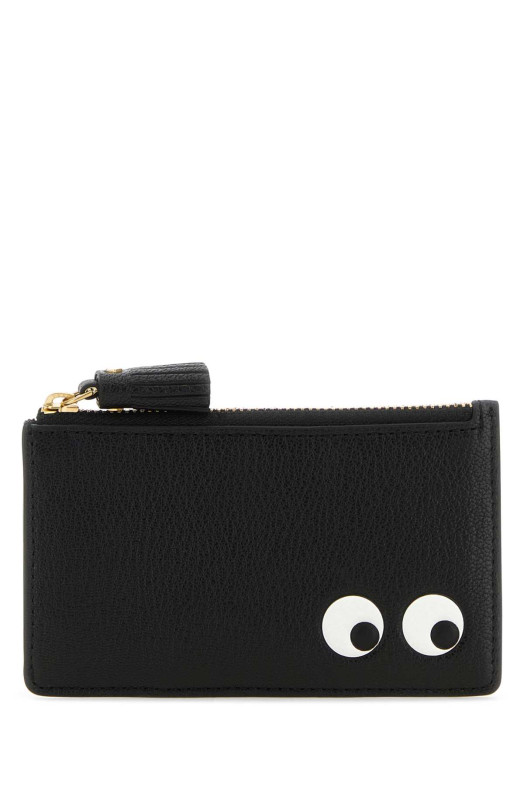 Black leather Eyes card holder Black ANYA HINDMARCH (5050925142717)