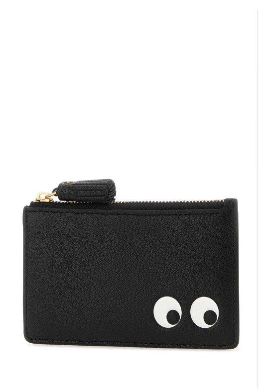 Black leather Eyes card holder Black ANYA HINDMARCH (5050925142717)