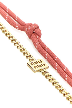 Multicolor leather and fabric key ring MIU MIU (5TL510ACRT)