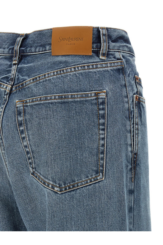 Джинсы с V-образной талией BLUE SAINT LAURENT 834135Y28EA4093