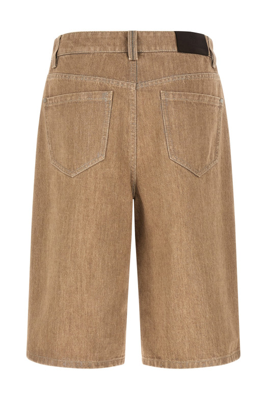 Бежевые бермуды из ламе-денима BRUNELLO CUCINELLI ML109P4072C1340