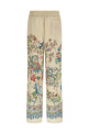 Flora and fauna printed trousers Beige