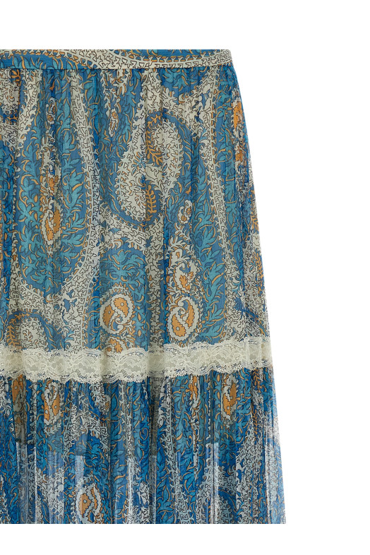 Lace insert skirt BLUE