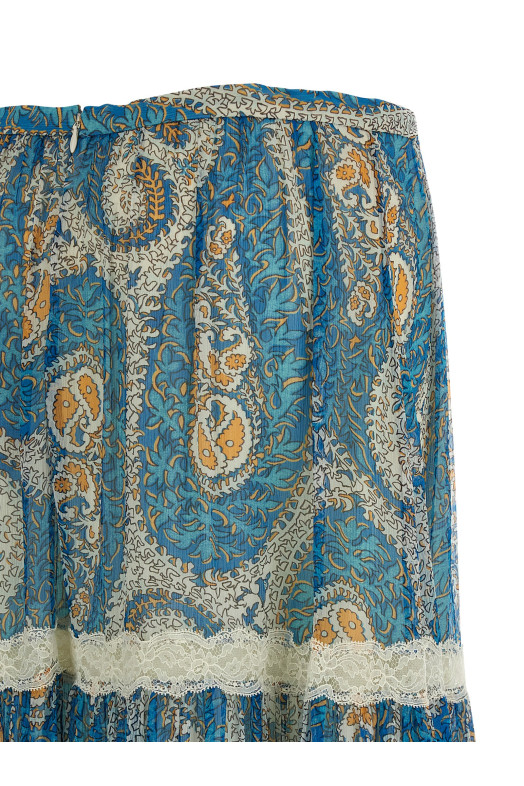 Lace insert skirt BLUE