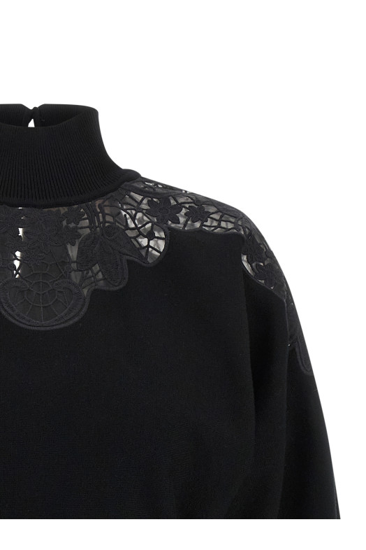 Tulle lace sweater Black