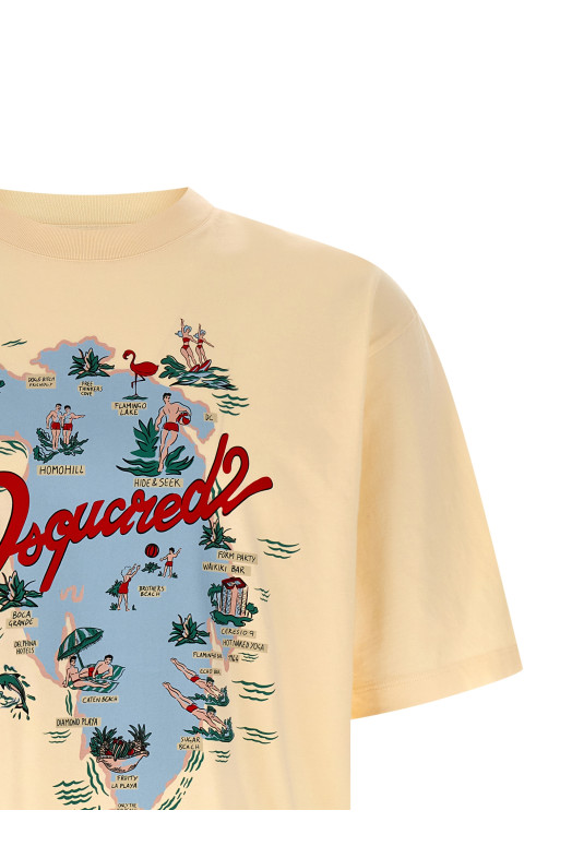 Футболка з принтом Бежева DSQUARED2 S71GD1643D20020103