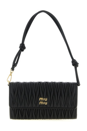 Гаманець на ланцюжку з стьобаною шкірою Nappa, чорний MIU MIU 5MT025AFPPF0002