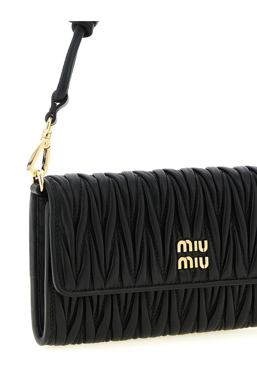 Кошелек на цепочке из стеганой кожи наппа, черный MIU MIU 5MT025AFPPF0002