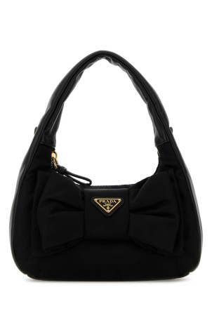 Black Re-Nylon and lather handbag Black PRADA (1BC241VOXORP0C)