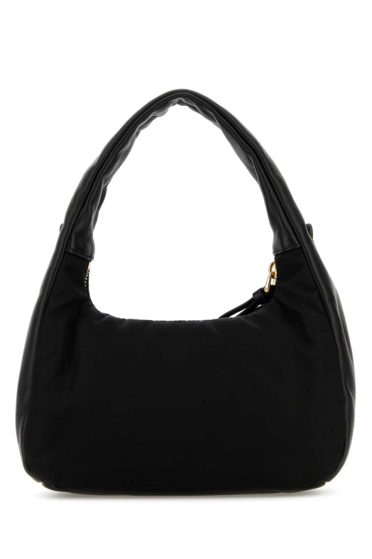 Black Re-Nylon and lather handbag Black PRADA (1BC241VOXORP0C)