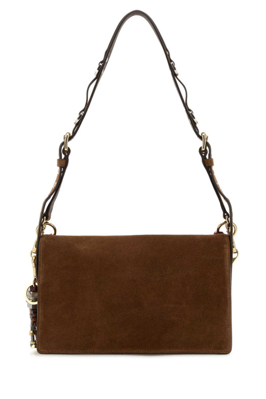 Коричнева замшева невелика сумка через плече Prada Soft Sound PRADA (1BD379VOO72C4S)