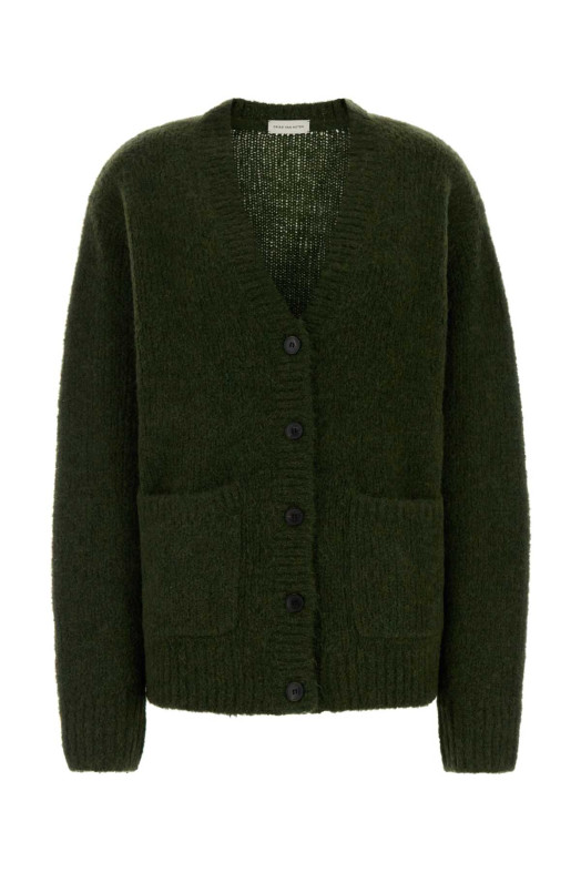 Bottle green alpaca blend oversize cardigan DRIES VAN NOTEN (2520112262709)