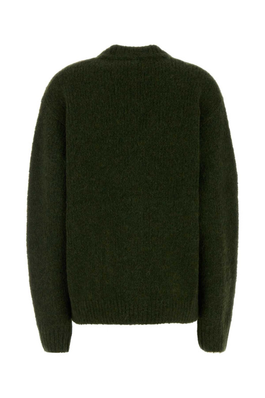 Bottle green alpaca blend oversize cardigan DRIES VAN NOTEN (2520112262709)
