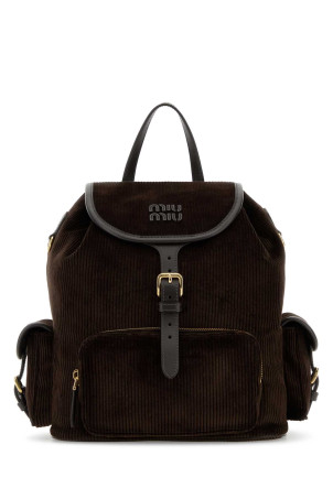 Темно-коричневый вельветовый рюкзак MIU MIU (5BZ042VOOMAF81)