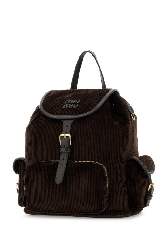 Темно-коричневый вельветовый рюкзак MIU MIU (5BZ042VOOMAF81)