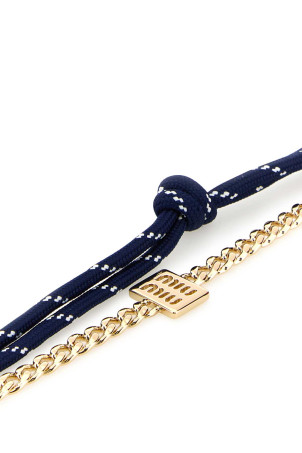 Multicolor leather and fabric key ring MIU MIU (5TL510ACRT)