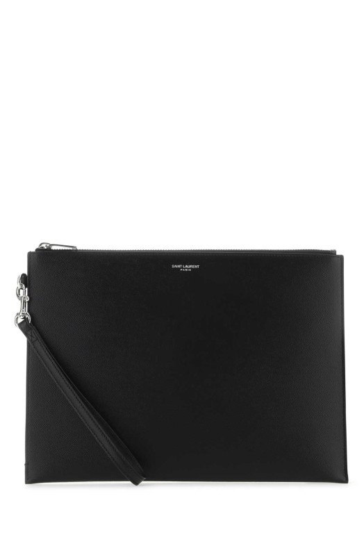 Black leather pouch Black SAINT LAURENT (683865BTY0N)