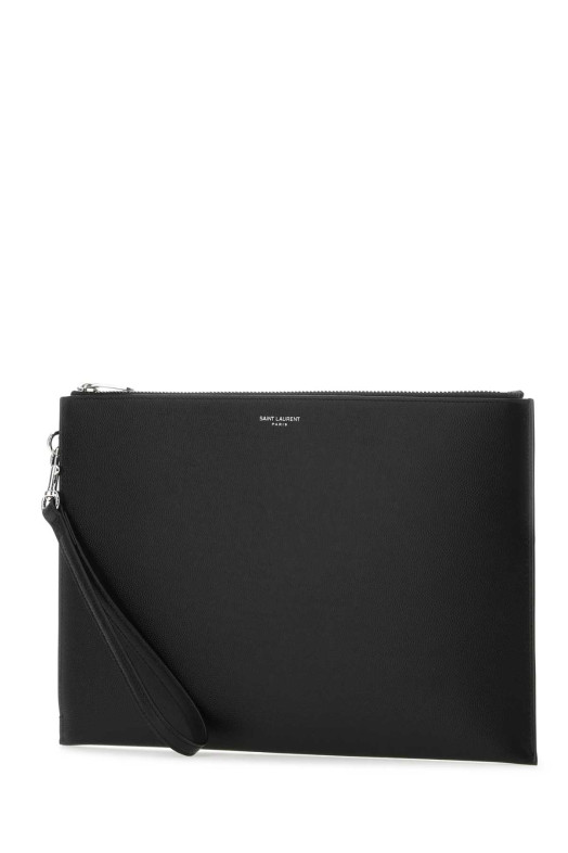 Black leather pouch Black SAINT LAURENT (683865BTY0N)