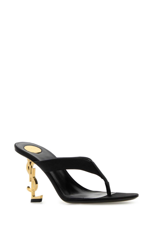 Black satin Opyum thong mules Black SAINT LAURENT (8629419QNCV)