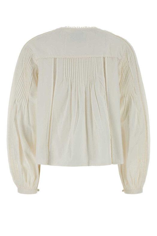 Блузка Cubraly из хлопка цвета слоновой кости ISABEL MARANT (CH0308FAD1I02I)