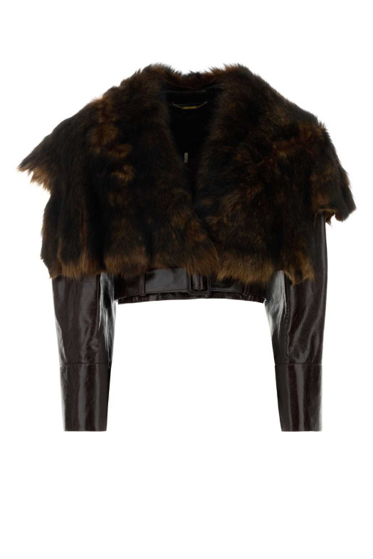 Chocolate leather jacket CHLOE (CH25WCV55223)