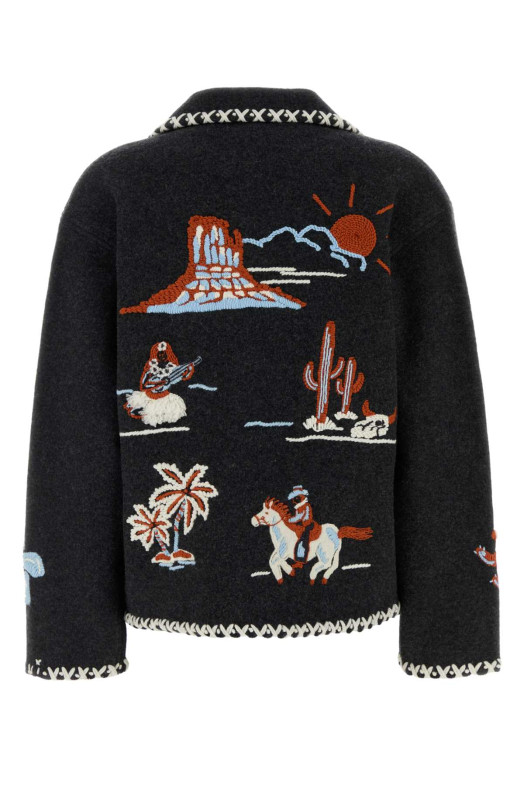 Dark grey wool Remember Me blazer ALANUI (LWHQ01BE25KNI0020784)