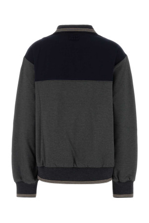 Двухцветная рубашка-поло из эластичной вискозной смеси MIU MIU (MJLA01SOOO18FX)