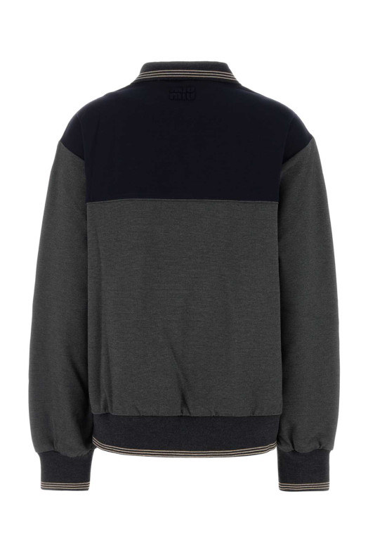 Двухцветная рубашка-поло из эластичной вискозной смеси MIU MIU (MJLA01SOOO18FX)