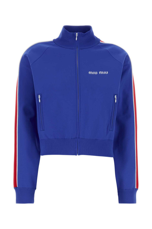 Свитшот из синей нейлоновой смеси MIU MIU (MMF00VSOOO148O)