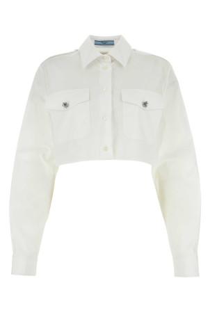 White poplin shirt Black PRADA (P478GCSOOO126L)