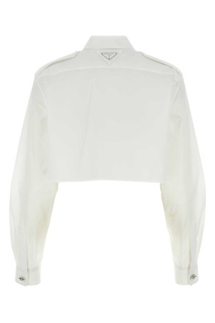 White poplin shirt Black PRADA (P478GCSOOO126L)