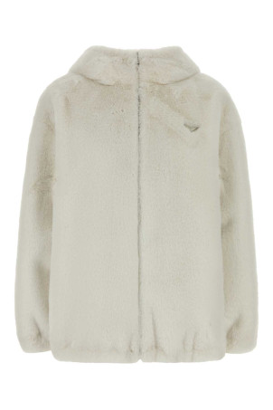 White eco fur reversible jacket Black PRADA (PZV016SOOO12DH)