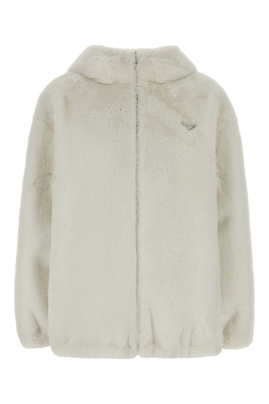 White eco fur reversible jacket Black PRADA (PZV016SOOO12DH)