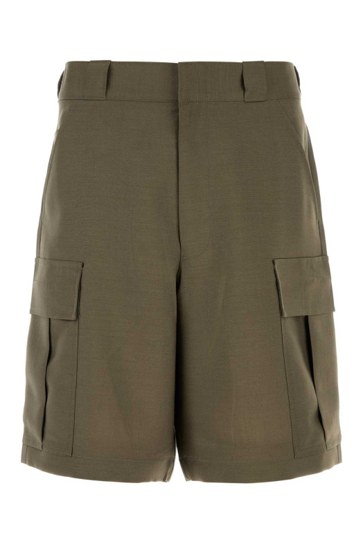 Бермуди з мохерової суміші армійського зеленого кольору PRADA (SPH535SOOO12I1)