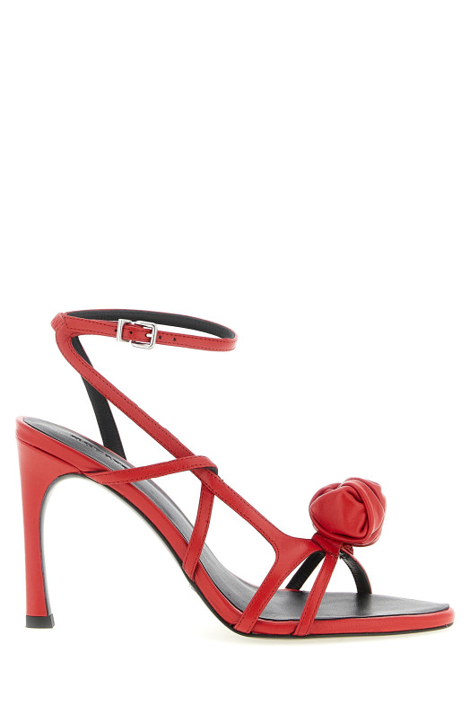 Sculptural knot sandals Red