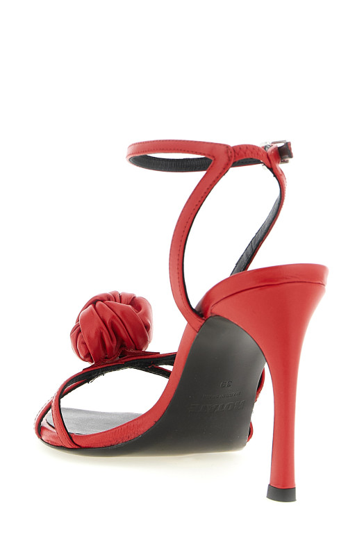 Sculptural knot sandals Red