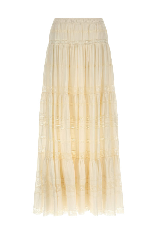 Lace insert skirt White