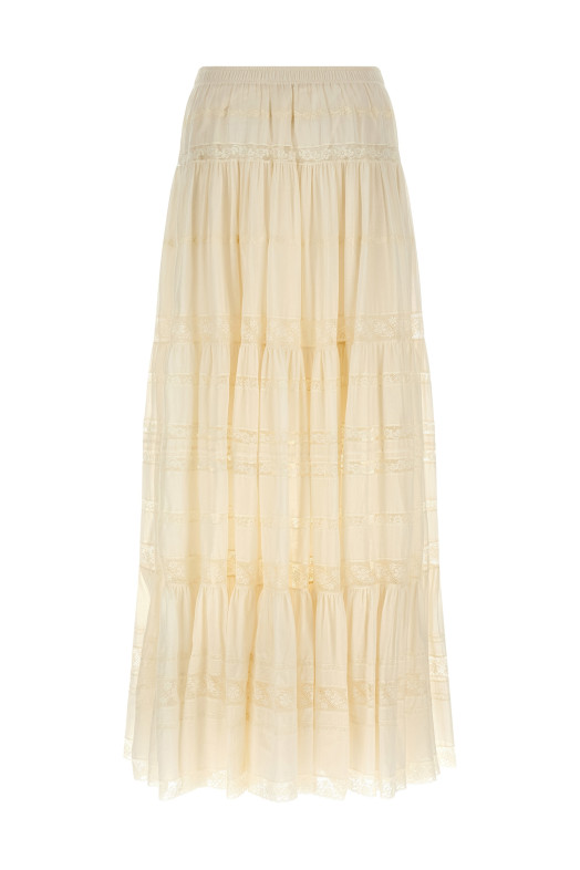 Lace insert skirt White