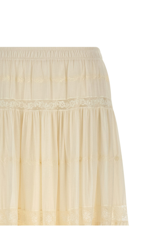 Lace insert skirt White